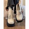 Fairy Style Bow White Loafers: Women's Thick Sole Mary Jane Shoes for Height Increase