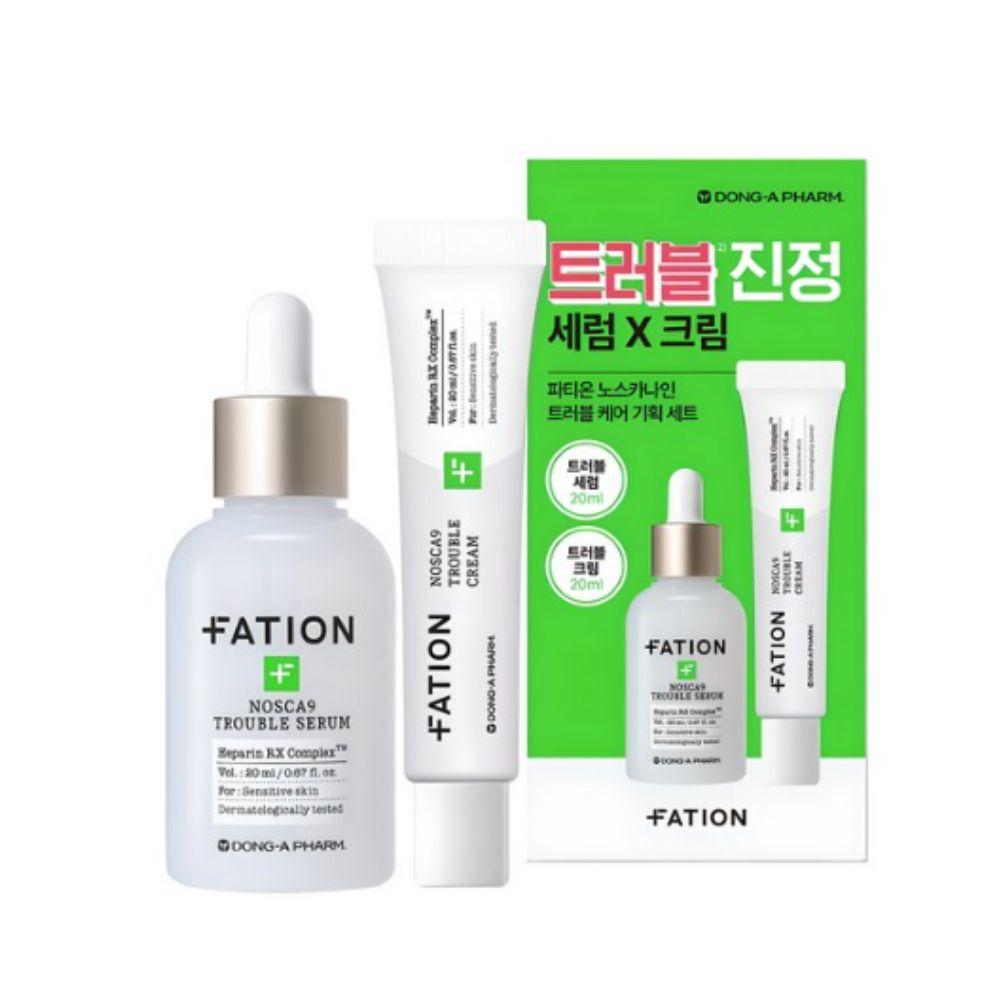 FATION Nosca9 Trouble Care Set - Calming Serum 20ml + Moisture Cream 20ml Intense Skin Soothing Kit