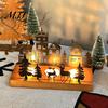 Farmhouse Candle Stand Christmas Town Silhouette Holder, Wooden Tea Light for Holiday Tabletop Decor Decoration, Metal Festive Fireplace and Home