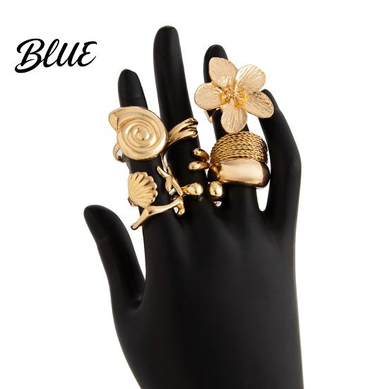 Vintage Style Alloy Rings Ocean Theme Set Adjustable Stackable Finger