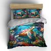Turtle Swimming Through Colorful Coral Reef Printed Duvet Cover Set1 Duvet Cover+2 Pillowcasemulti Size Bedroom Bedding Decor