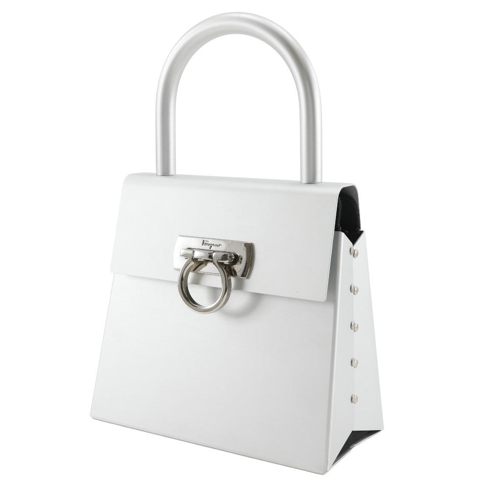 Salvatore Ferragamo Gancini Handbag AU21-6716 One handle Silver Aluminum Women Used