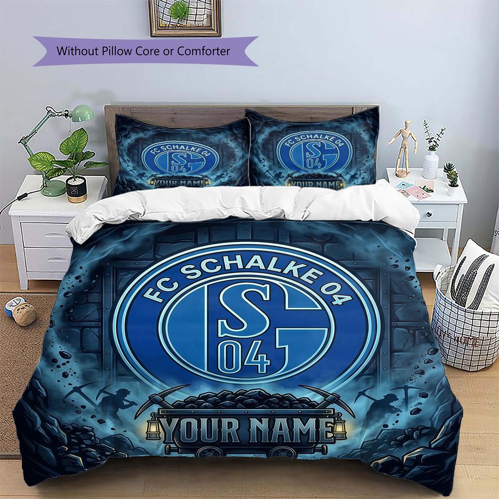 Custom Name Schalke 04 Pattern Bedding Quilt Set  Home Decoration  Gift (1 * duvet cover + 2 * pillowcase  without core)