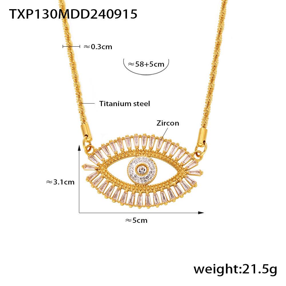 Devil's Eye Zircon Jewelry Set: Micro-Paved Titanium Steel Necklace, Bracelet & Earrings