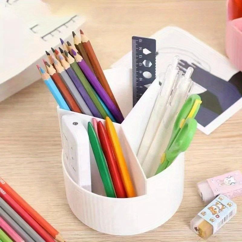 1 Stück drehbarer Stifthalter, Aufbewahrungsbox für Schreibtischstifte für Studenten im Büro, Aufbewahrungsbox für Make-up-Pinsel mit drei Löchern