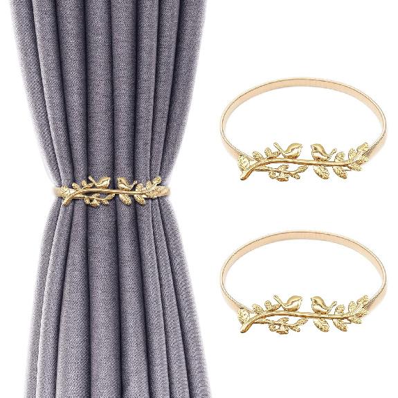 Curtain Tiebacks Aluminum Alloy Spring Design Curtain Ties Carving Design Curtain Holdback Curtain Holders for Drapes Thin or Thick Curtain Modern
