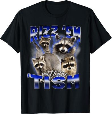 Rizz em s tismom Meme Autistická mývalka Vtipné Rizz Tričko