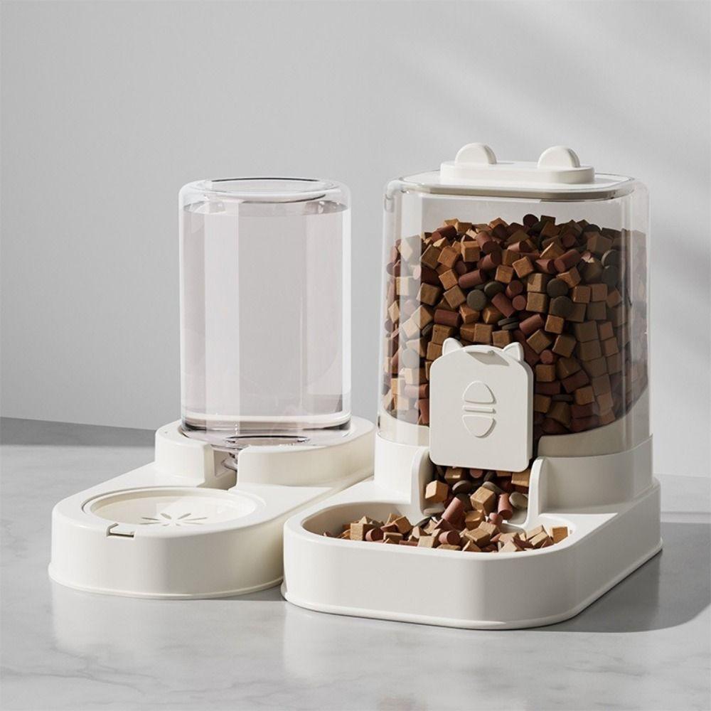 Large Capacity Dog Cat Food Bowl Transparent Pet Water Fountain Gravity Food Feeder for Cats Dogs