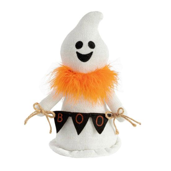 1/2Pcs Ghost Figure Plush Fabric Halloween Hanging Ornament Orange Black Scarf Ghost Figurine Ghost Doll Decoration