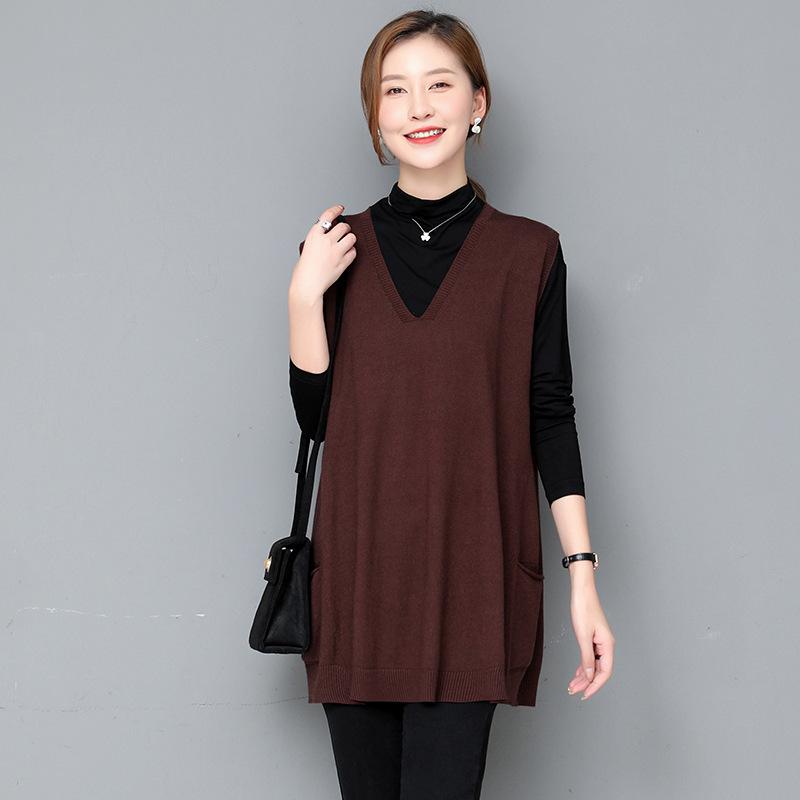100kg Plus Size Vest Women's Autumn and Winter Vest Knitted Sweater Sleeveless Sweater Korean Loose Spring and Autumn Waistcoat