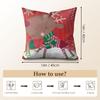 Cute Christmas Reindeer Cushion Cover Natural Linen Organic Fabric Double-Sided Printing Sofa Home Decor Gift Pillow Case