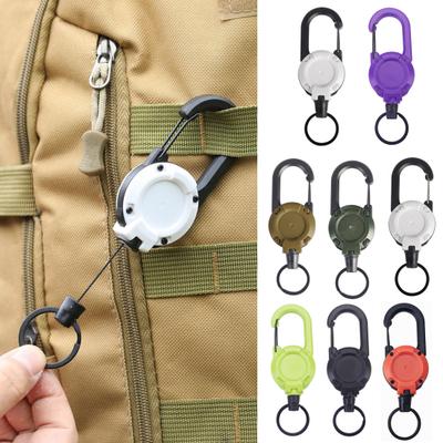 1/8Pcs Retractable Keychain with Steel Wire Rope Carabiner Badge Reel Holder Clip Key Ring Heavy Duty Outdoor Camping Climbing Anti-lost Buckle