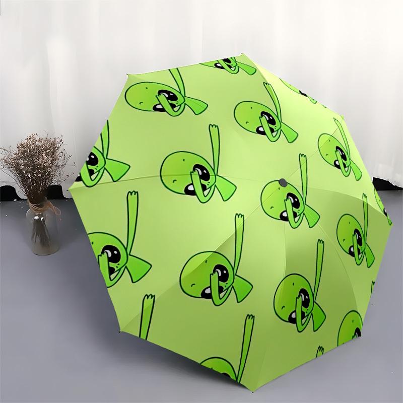 1pc Green Alien Pattern Automatic Umbrella Durable Iron Frame & Plastic Handle, Gift for Men & Women, Sturdy Construction yy250905164