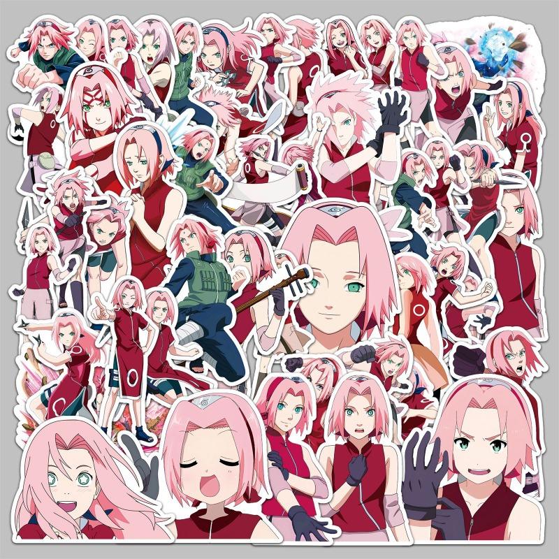 Haruno Sakura Stickers Naruto 50 Pcs Anime Waterproof Decoration Luggage Laptop Notebook Phone Case Stickers Decorations