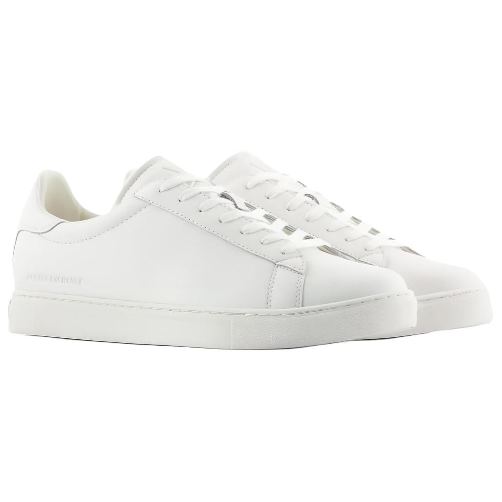 Armani Exchange Round Toe Lace-Up Low-Top Fashion Sneakers Men sneakers White XUX001XV09300001
