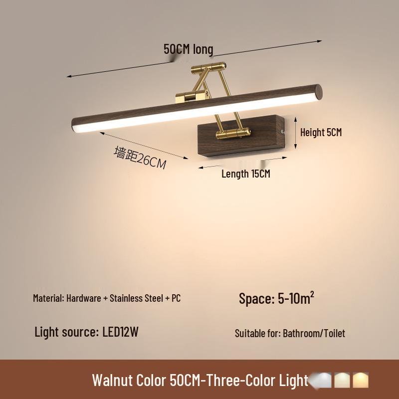 Nordic Minimalist LED Vanity Light: Punch-Free Bathroom Mirror Cabinet with Tricolor Makeup Lighting.