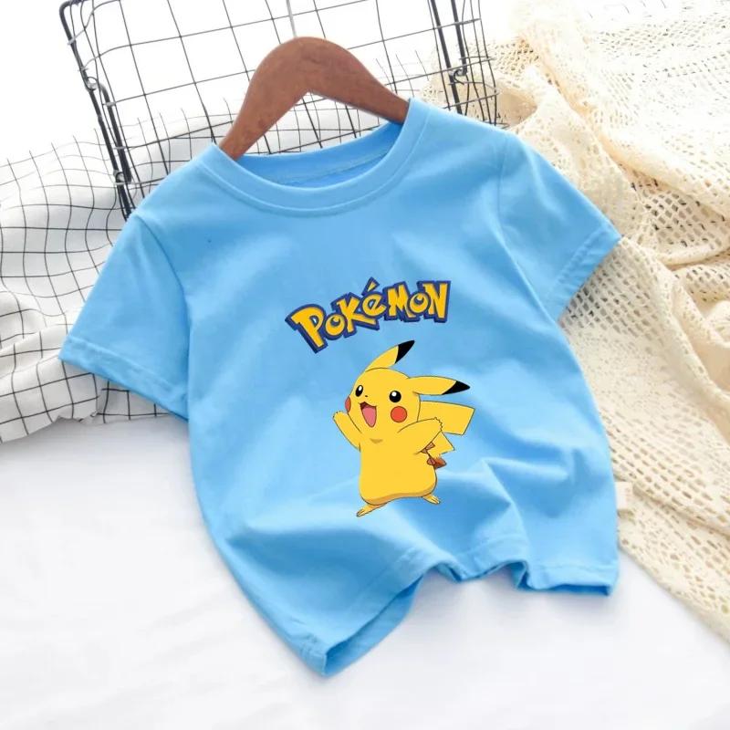 2026 Kids ShortSleeved Cartoon Printed Pikachu Game New Style TShirt Boys and Girls Casual Shirt for Leisure UseSportsShirt