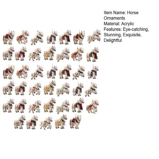 Christmas Horse Ornaments 2D Acrylic Vintage Horse Christmas Tree Hanging Decoration Western Theme Animal Ornaments for Xmas Tree Home Decor