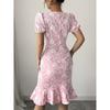 Women's Fashionable Printed Short Sleeved Round Neck Slim Fit Hip Hugging Dress