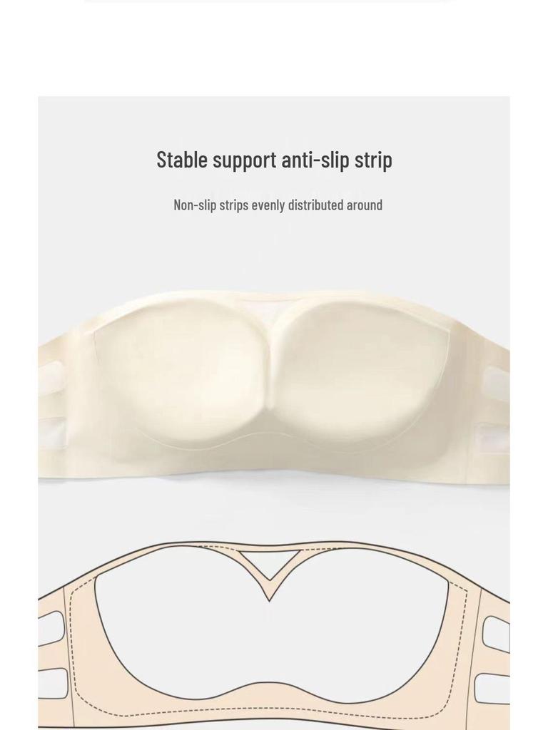 Bezešvá bandeau podprsenka bez ramínek proti sklouzávání pro malá prsa - Letní tenký styl, neviditelný push-up s krásným designem zad