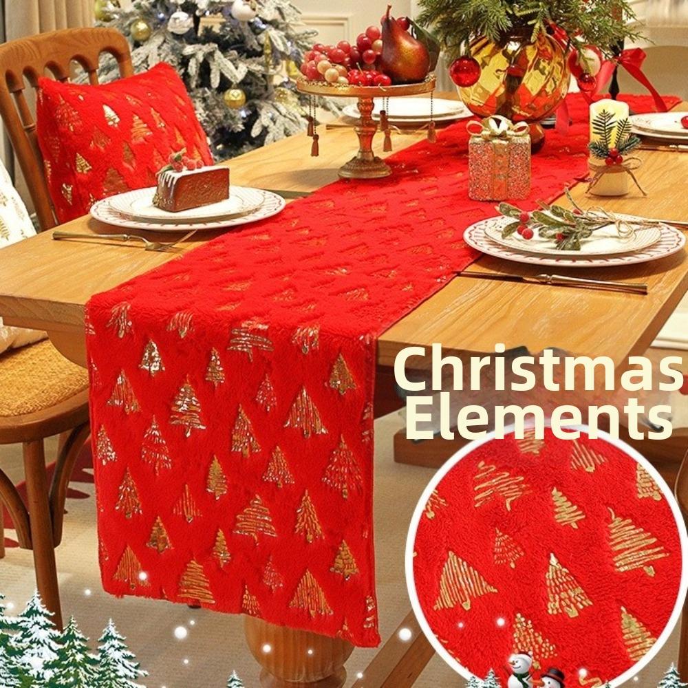 Christmas Tree Pattern Christmas Table Runner Embroidered Cabinet Cover Towel Dinner Party