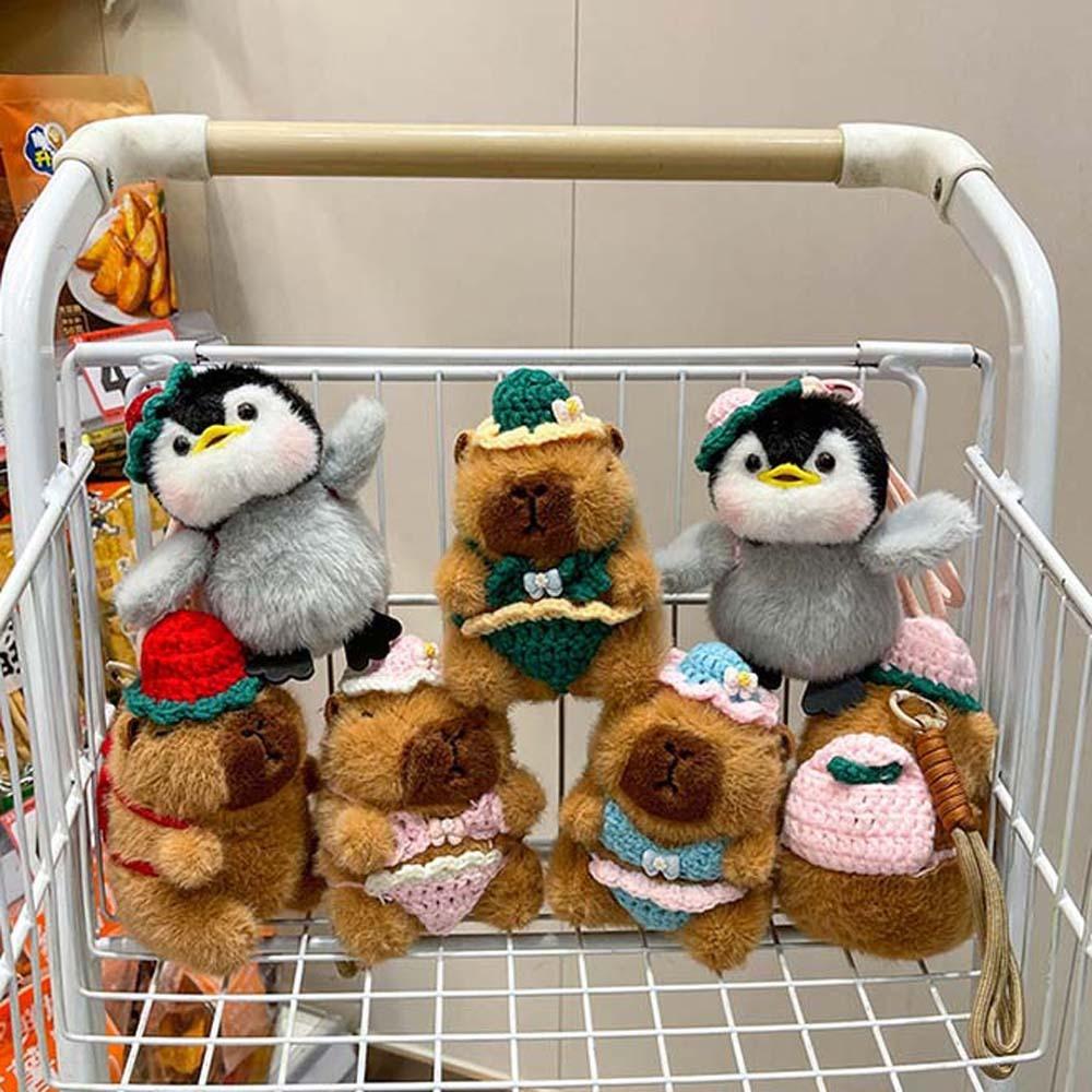 Funny Plush Penguin Pendant Ornament Cartoon Animal Keychain Kawaii Capybara Doll Key Ring  Friends