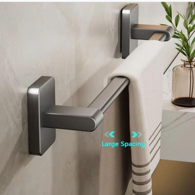 Two Layer Punch-Free Towels Holder Bar Bathroom Storage Rack Towel Rack Organizer Wall-Mounted Towel Shelf