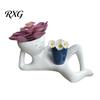 Fun Housewarming Gifts for Plant Lovers Funny Smiling Face Planter, Lying Down Lazy Guy Pot with Drainage Unique Cactus Planter Gift Birthday