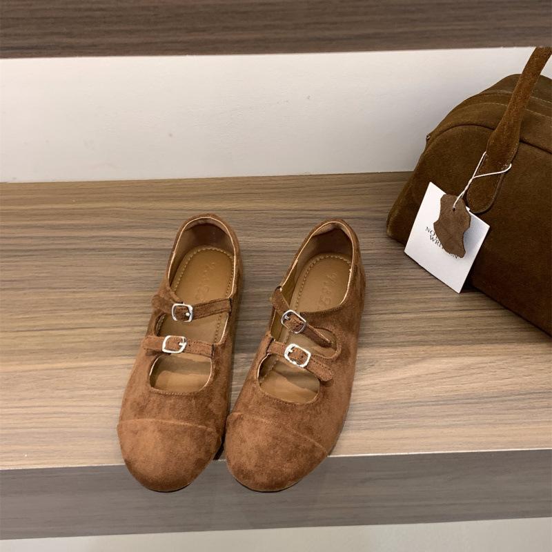 Soft-soled version~ French flat-soled ballet gentle evening shoes women's shoes 2025 spring and autumn retro suede Mary