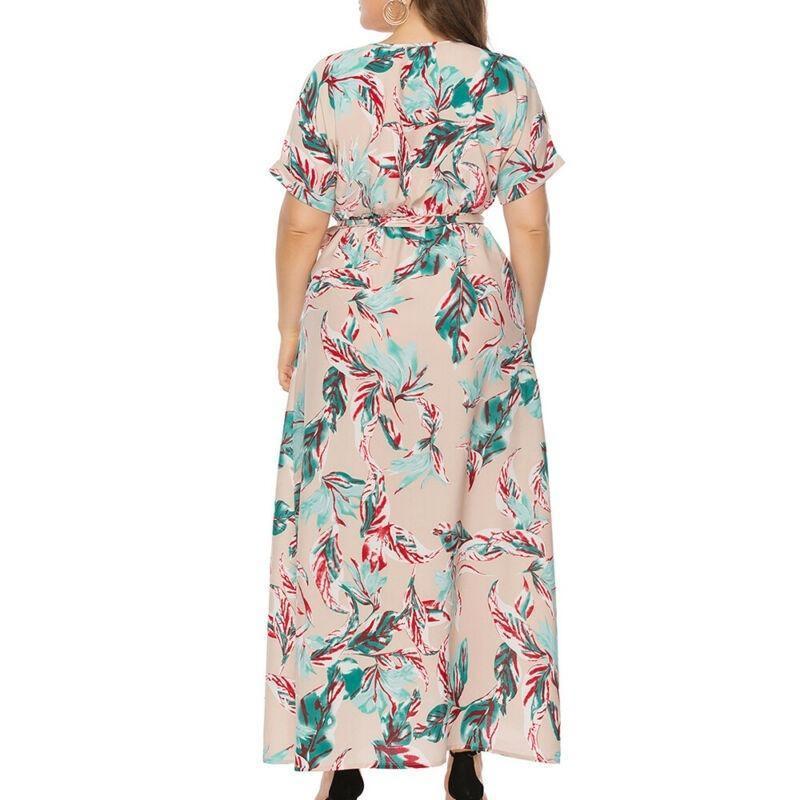 Vestido De Mujer Suelto Manga Corta Estampado Escote En V Di Vestido De Mujer Suelto Manga Corta Estampado Escote En V Di