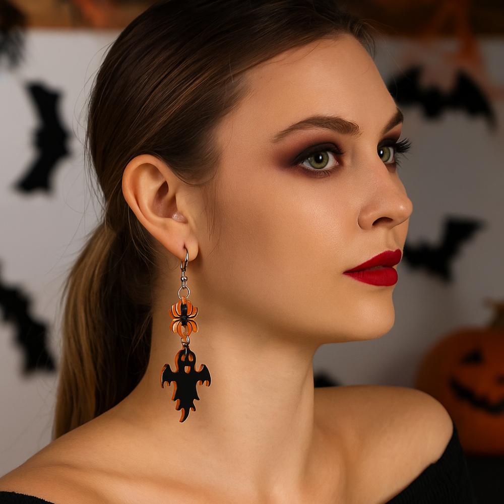 Heart Halloween Earrings Bat Pumpkin Dangle Earrings Aesthetic Cute Ghost Ear Studs  Unisex