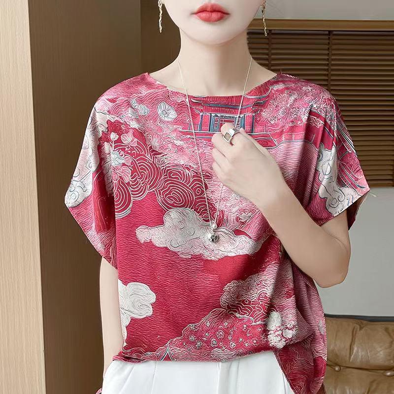 

2026 Spring/Autumn Fashionable Age-Reducing Top for Middle-Aged & Elderly Women - Short-Sleeve Temperament Design Medium