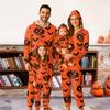Halloween Printed Family Matching Hooded Long Sleeved Zippered Hooded Jumpsuit Set