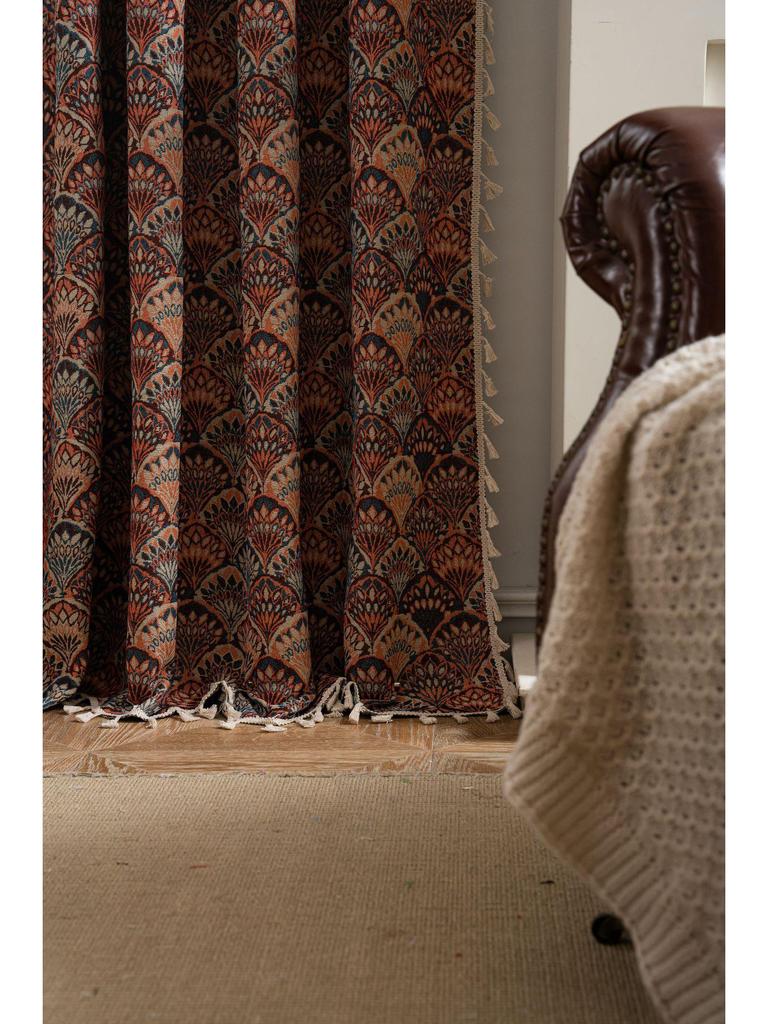 Imanqi Yun Arched Color Block Semi-Blackout Jacquard Curtains