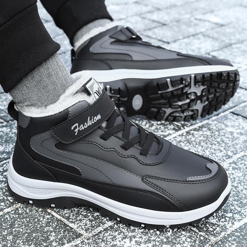 Snow Boots Men's New Winter Warm Velcro Cotton Shoes Piled Thickened Non-slip Northeast Old Beijing Men's Shoes