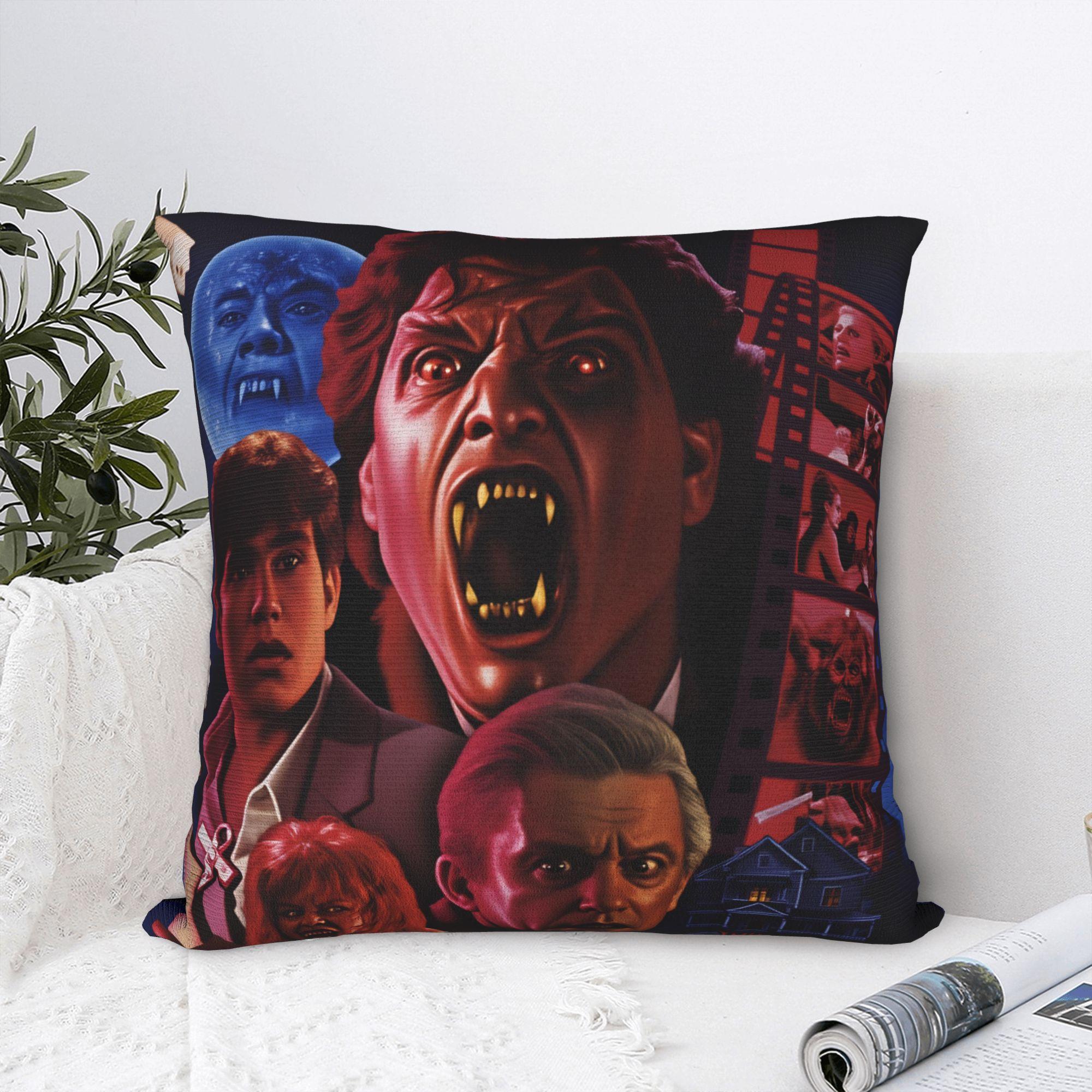 Fine Glasses Unisex Horror Film Frighteds Nights Pillow Cover Kawaii Pillow Case For Living Room Sofa Comfy Cushion Cover Birthday Gift