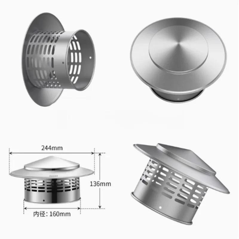 Stainless Steel Ultralight Chimney Rain Cap 75/110/160/200mm for Exterior Wall Roof Pipe Air Exhaust Vent Hood