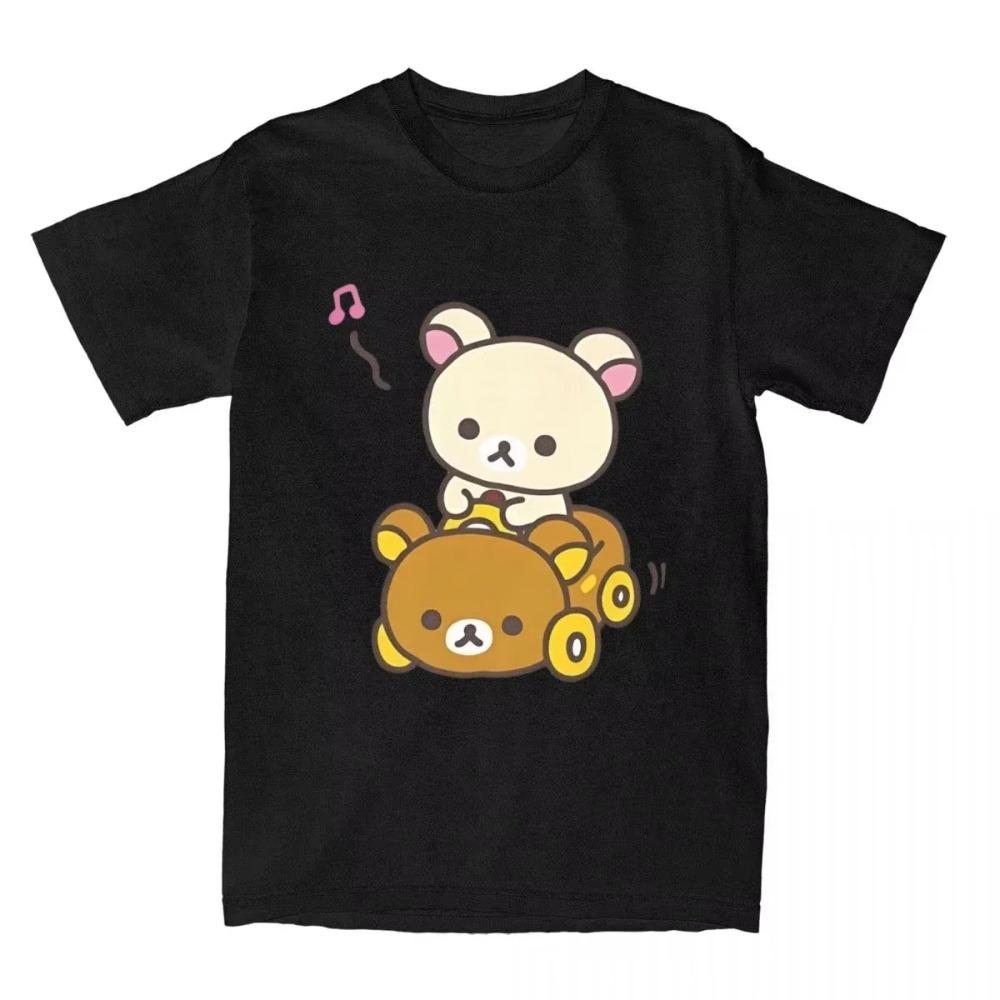 Car Drive Rilakkuma T-Shirt for Men Women Hipster Cotton Tee Shirt O Neck Short Sleeve T Shirt Plus Size Clothing