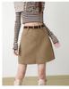 Damen 2025 Herbst Retro Wildleder High-Waist A-Linie Bodycon Minirock