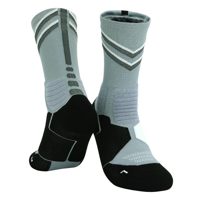 Professional Actual Combat Basketball Socks Men'S Medium Tube Thickened Towel Bottom Elite Running Socks Sweat-Absorbing Breathable Sports Socks Men