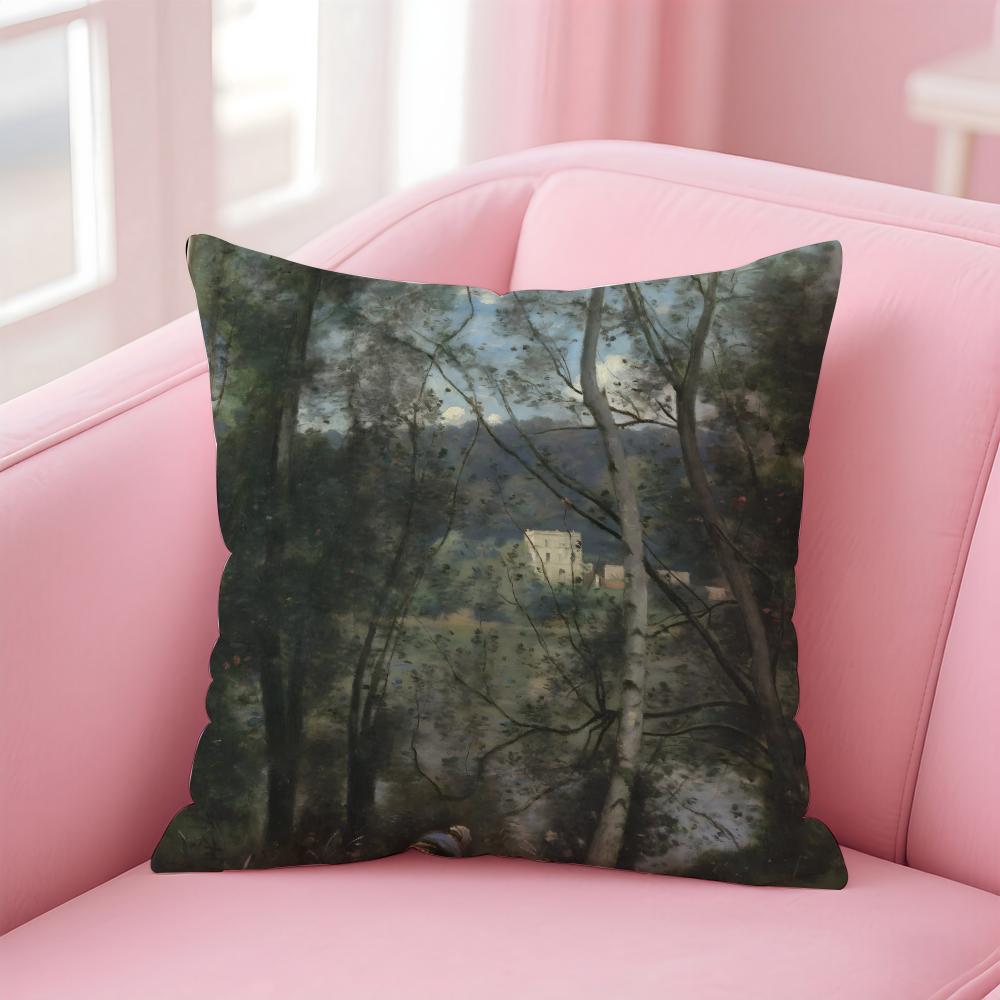 

JJeanBaptisteCamille Corot Cushion Cover Pillow Case Ultra Soft Skin Friendly Fabric Cloud Like Comfort Concealed Zipper 30X30cm
