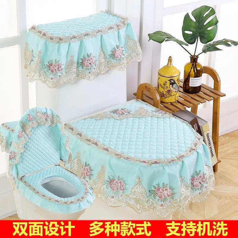 Toilets Cushion 3 Piece Set Lace Detachable Toilet Cover Cloth Dust Cover Toilets Seat Cushion Home Decoration Toilet Cover