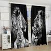 Black Male Female Lion Pattern Printed Curtains Bedroom Living Room Home Decoration Curtain For Great Made Of Polyester