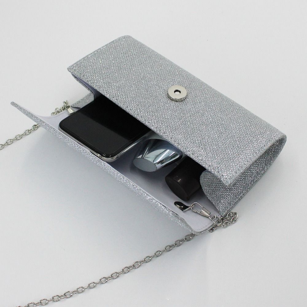 Fashion Champagne Evening Handbag Glitter Chain Dinner Bag Evening Purse Clutch Bag  Bride