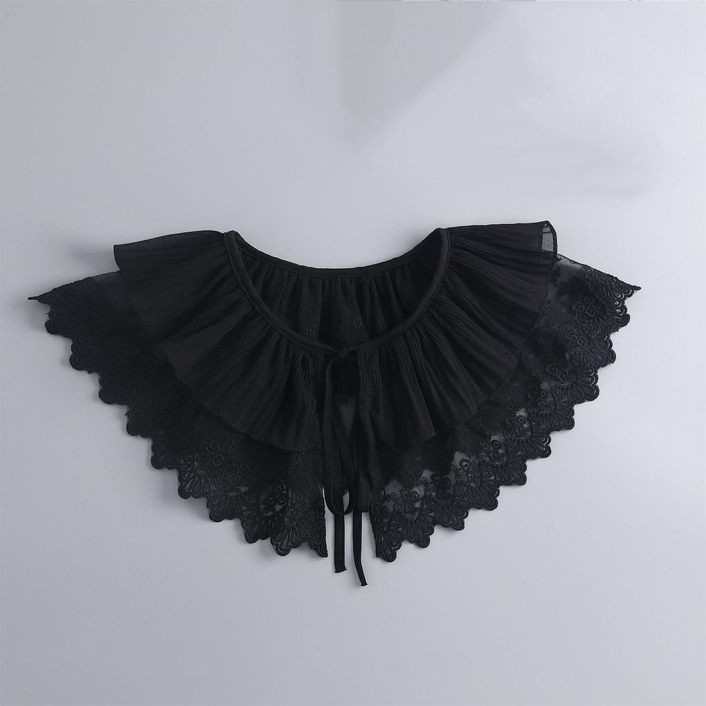 Women Lace Shirt Detachable Collar Wraps Blouse Tops Lapel Fake Collar Shawls Ladies Dress Small Cape Fuax Cols Decor