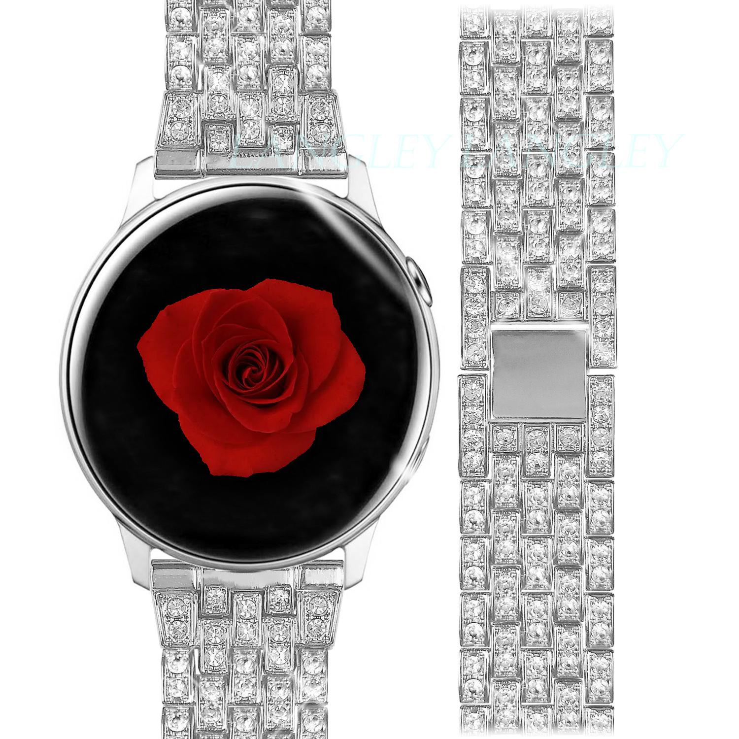 

Ремінець 20 мм/22 мм для Samsung Galaxy Watch 4/Classic/46 мм/42 мм/active 2 Gear s3 Металевий діамантовий браслет Xiaomi Huawei GT/2/GT2/3 Pro ремінець 20mm срібний