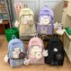 Women's Color Block Backpack Large Capacity School Bag College Cartoon Backpack