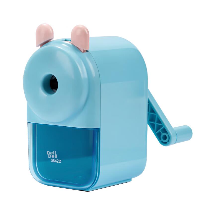 Large-Aperture Hand-Crank Pencil Sharpener for Students, Thick Pencil Barrel, 12mm Large Triangular Pencil Sharpener, Exam Stationery, Back to, Blue