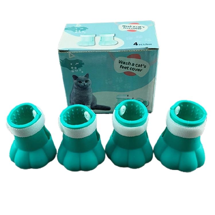 

Anti-Scratching Cat Claw Protector Waterproof Silicone Shoes Dogs Grooming Boot S світло-синій колір