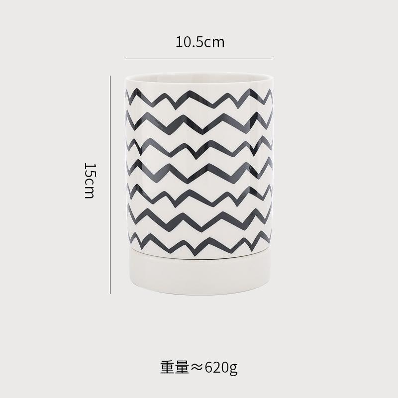 Creative Geometric Pattern Chopstick Holder Ceramic Knife Fork Spoon Storage Rack Drain Storage Jar Household Storage Tools